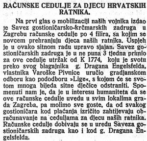 Računske cedulje za djecu hrvatskih ratnika