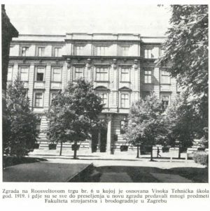 Zgrada na Roosvetovom trgu br. 6 u kojoj je osnovana Visoka Tehnička škola god. 1919.
