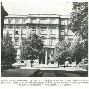 Zgrada na Roosvetovom trgu br. 6 u kojoj je osnovana Visoka Tehnička škola god. 1919.