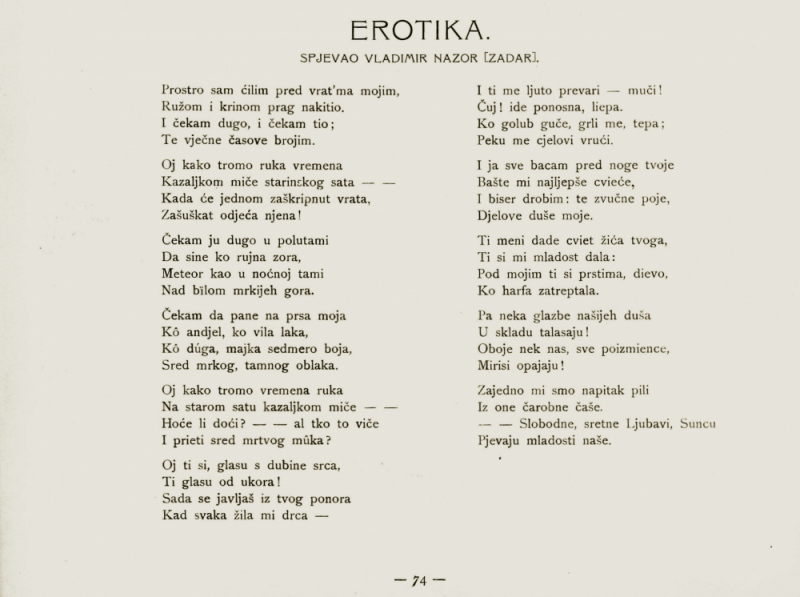 Vladimir Nazor, Erotika, Vienac, 35, 3(1903).