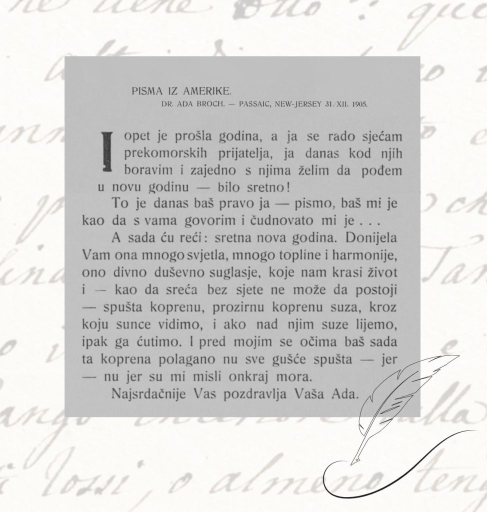 Ada Broch: Pisma iz Amerike. Domace ognjiste, 1907.